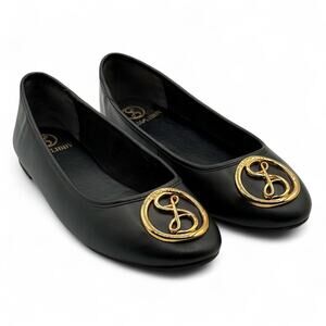 Sam & Libby Coy 2 Ballet Flats Womens 8 Classic Black Gold Preppy Balletcore y2k